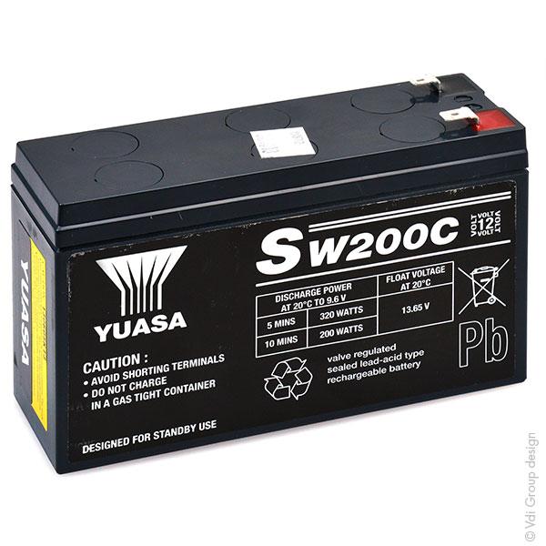 BATTERIE ONDULEUR (UPS) YUASA SW200C F6.35/F4.8 12V 5.8AH_0