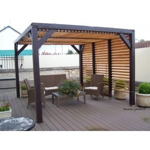 Belle pergola bioclimatique toiture ombragée avec lames orientables - vt 3531_0