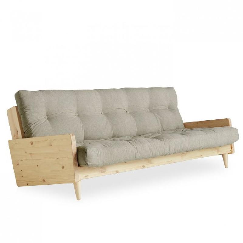 CANAPÉ 3 PLACES CONVERTIBLE INDIE STYLE SCANDINAVE FUTON LIN COUCHAGE 130*190 CM._0