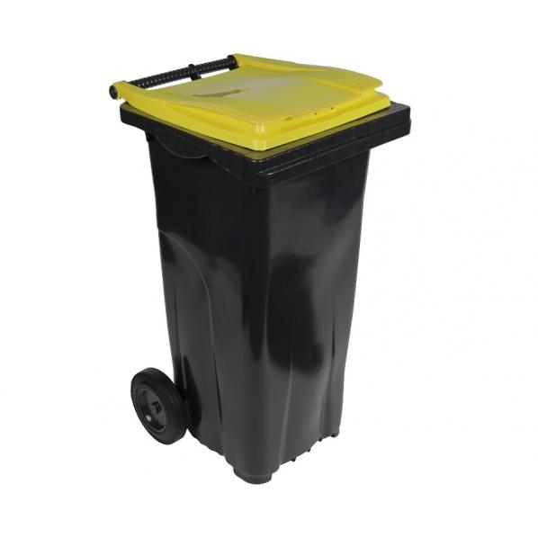 Conteneur poubelle bicolore 120 litres - Gris / Jaune (RAL 1018) - Marque Rolléco - Conforme aux normes et garantie 6 ans_0