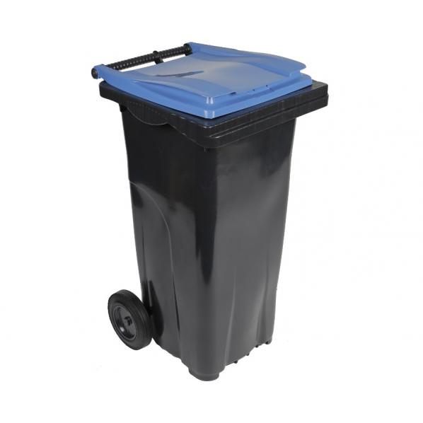 Conteneur poubelle bicolore 120 litres - Gris/Bleu (RAL 5023) - Marque Sulo, conforme normes, garantie 6 ans_0