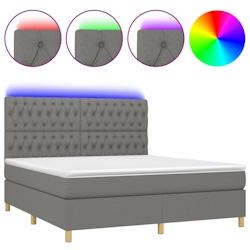 Décoshop26 - Cadre de lit LED avec sommier, tête de lit réglable et matelas 160x200 cm en tissu gris foncé - TDL0208334_0