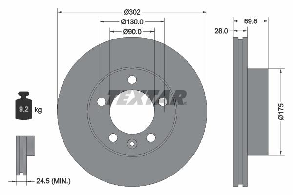 Disque de frein Textar 92228600 - ventilé de l'intérieur - boîte de 1 disque_0