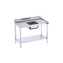 Distform Table de chef Inox avec bac Central, bord anti ruissellement et étagère Gamme 600 Acier inoxydable1800x600 1000x600x - 641094787998_0