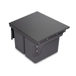 Emuca 8966123 Bac De Tri Sélectif Pour Montage Latéral Sur Meuble De Cuisine Recycle 2x24litres, Acier, Plastique Gris Anthraci - gris 8432393314730_0