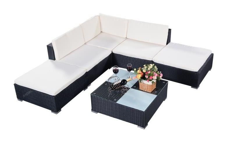 Costway Ensemble De Salon De Jardin En Resine Tressee Poly Rotin