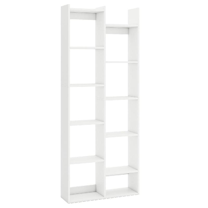 Helloshop26 - Bibliothèque étagère en forme d'arbre 65 x 20 x 162 cm rangement expansif design moderne en bois blanc 20_0010748 - 3000226340277_0