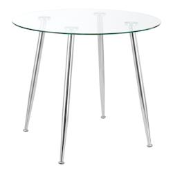Helloshop26 - Table de salle à manger ronde verre trempé acier 75 x 87 cm transparent chrome 03_0008706 - 3001947747765_0
