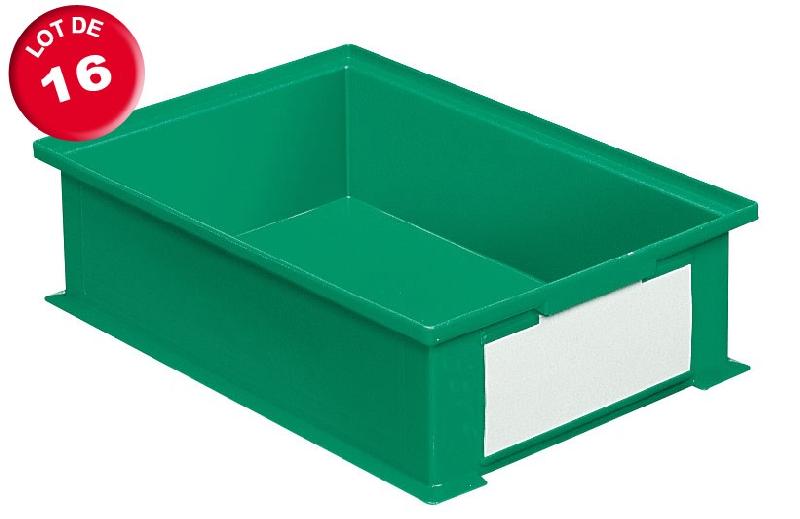 Lot de 16 caisses plastiques cp 16.2 litres vertes_0