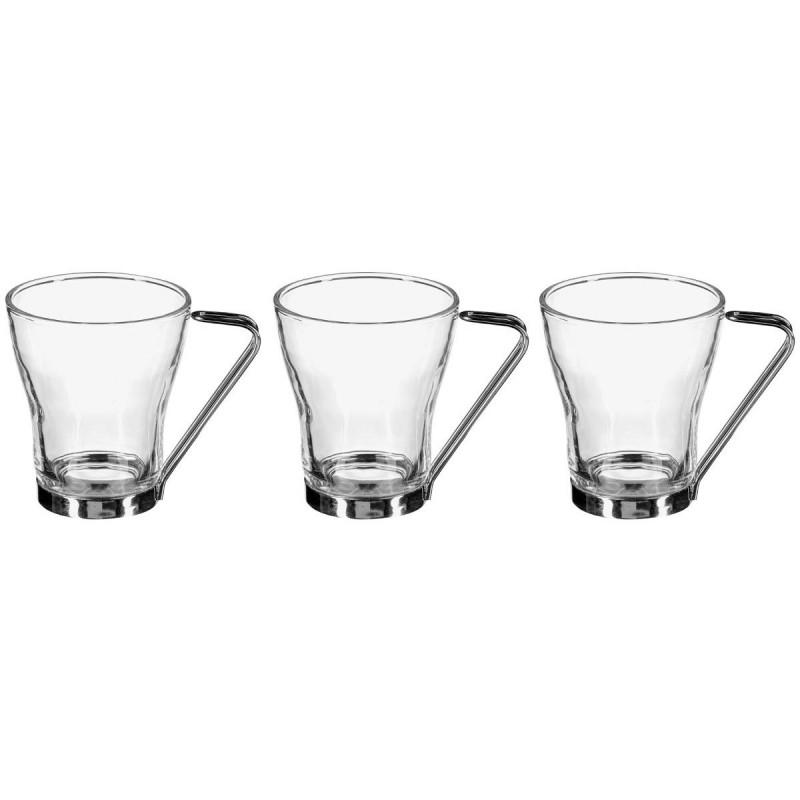 Lot de 3 tasses en verre transparent 23cl - Anse en métal - Paris Prix_0