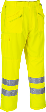 Pantalon hi-vis action jaune E061 - XL - bandes réfléchissantes - 11 poches - certifié EN ISO 20471 Classe 2_0