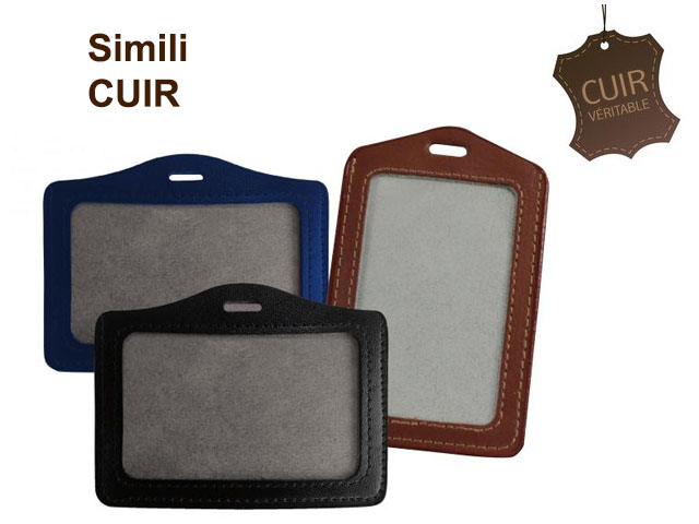 Porte-badge simili cuir - cuir veritable_0