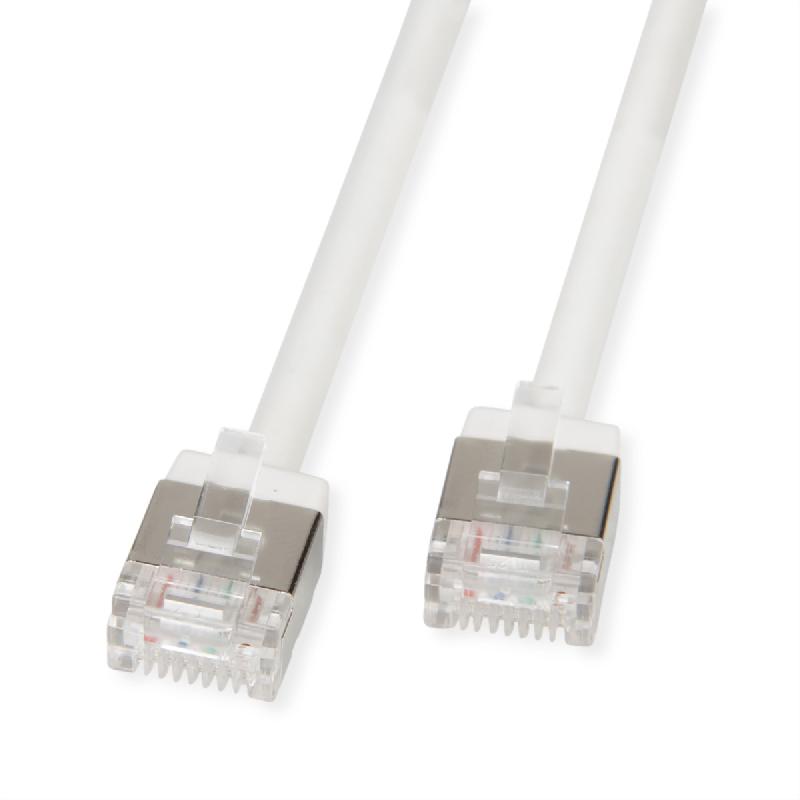 ROLINE Cordon DataCenter U/FTP Cat.6A (Classe EA), LSOH, slim, pour chemins très courts, blanc, 2 m_0