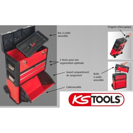 Servante mobile en métal/pvc à 4 compartiments 72x52x32cm - KS Tools | 850.0340_0