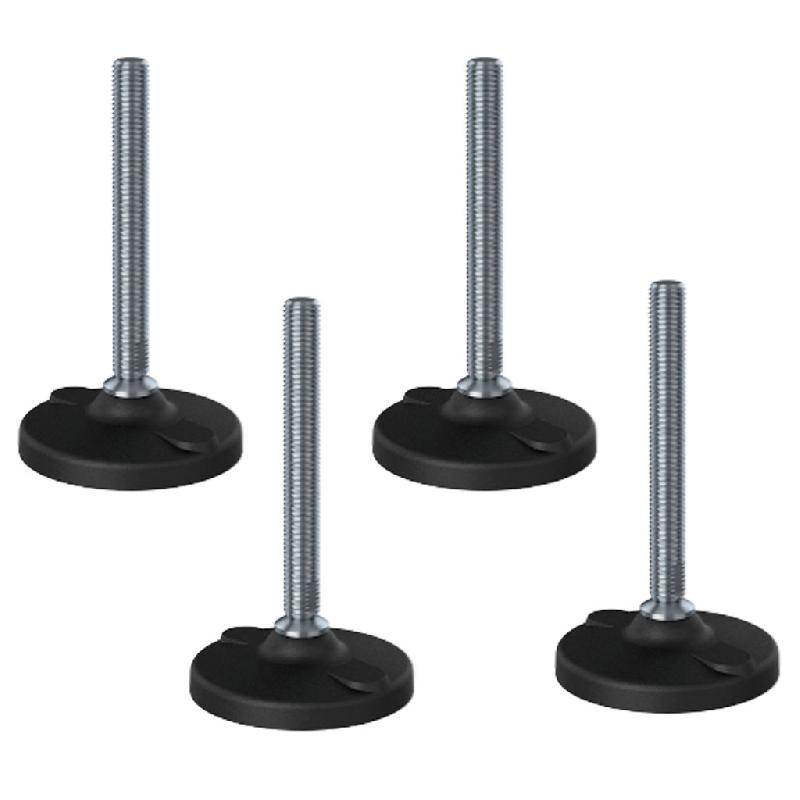 Pied de nivellement en inox M16x150x100mm base en plastique avec trous1500kg - Jeu de_0
