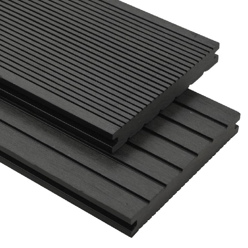 Vidaxl panneaux de terrasse solides et accessoires wpc 26m² 2,2 m noir 275674_0