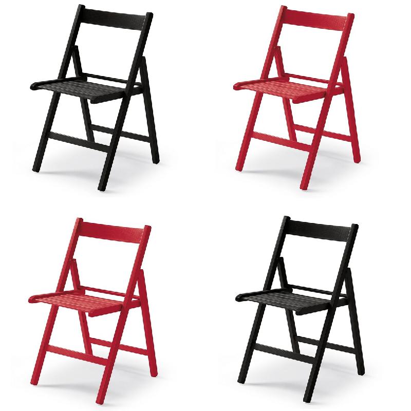 Yelloo - Chaises LIBRO KIT 4 pièces colorées (2 rouges 2 noires) pliables Pliables Gain de place Bois de hêtre massif - multicolore Bois massif 954_0