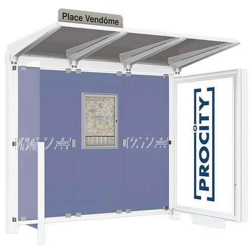 ABRI BUS VENISE 2.50 M CAISSON 1 BARDAGE LAT. BLANC 9010 - PROCITY