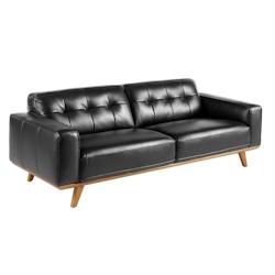 AC ANGEL CERDA Angel Cerdá Canapé 3 places Chester en cuir noir 6031C 227 x 95 x 78 - noir fourrure 8435631002703_0