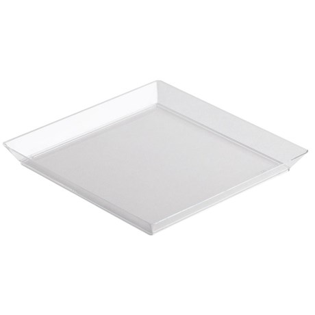 ASSIETTE JETABLE PLASTIQUE QUARTZ TRANSPARENT 13 X 13 CM (VENDU PAR 200)