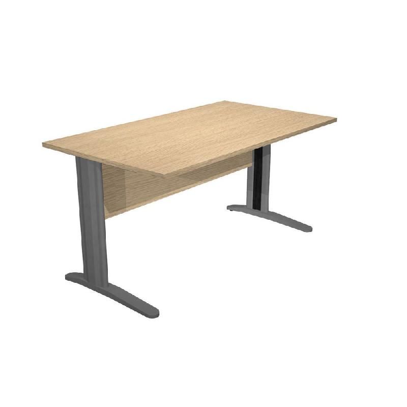 BUREAU DROIT PRONTO MÉTAL - L.140 X P.80 CM - PLATEAU CHÊNE - PIEDS L ANTHRACITE