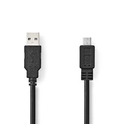 Câble Usb 2.0  A Mâle - Micro B Mâle  2,0 M  Noir Usage Non Intensif Nedis - 3665476641491_0