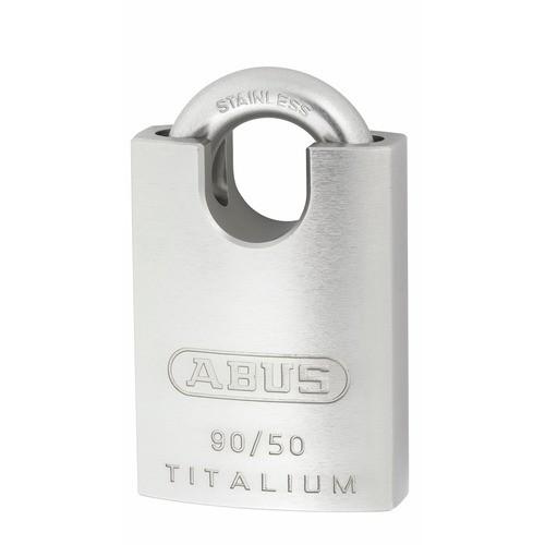 CADENAS À CLÉ - ANTICORROSION - ANSE INOX PROTÉGÉE - TITALIUM - 90RK/50 ABUS