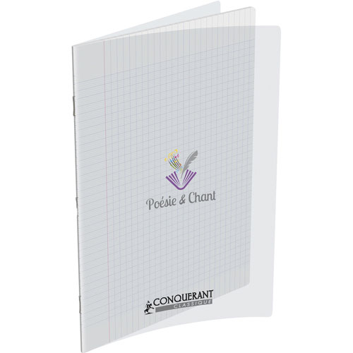 CAHIER CONQUERANT DE POESIE ET CHANT - AGRAFE - A4 - 90G - 96P - SEYES/UNI DESSIN - COUVERTURE POLYPRO INCOLORE - LOT DE 9