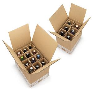 CAISSE CARTON BRUNE D'EXPÉDITION 12 BOUTEILLES DE BIÈRE AVEC CROISILLONS RENFORCÉS