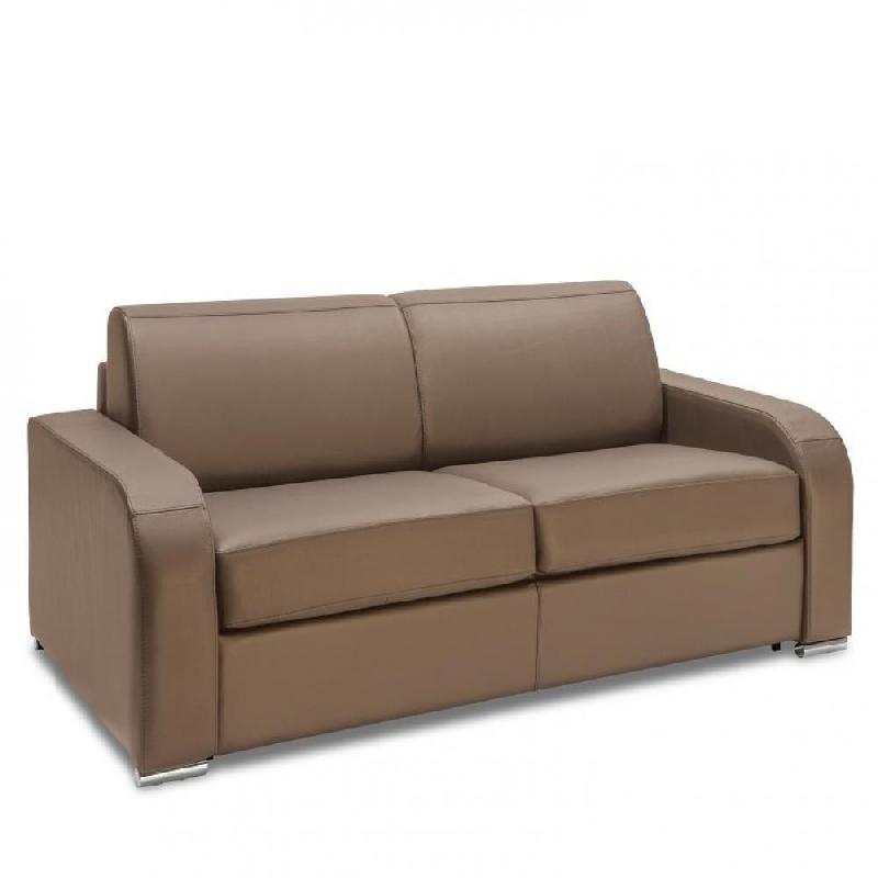Canapé express convertible 120 cm Sofia Edition cuir et PU Cayenne taupe - Matelas 16 cm haute résilience_0