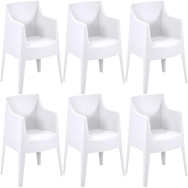 CLP Ensemble de 6 chaises de jardin Bartal Blanc - blanc plastique 327751_0