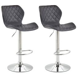 Décoshop26 - Lot de 2 tabourets de bar avec coutures décoratives en forme de losanges en PVC noir et métal chromé 10_0004105 - noir 3000251930320_0
