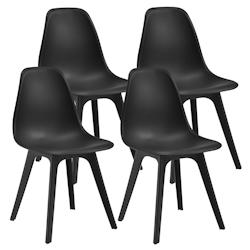 Décoshop26 - Set de 4 Chaises Design Chaise de Cuisine Chaise de Salle à Manger Plastique Noir 03_0003708 - noir 3000442199789_0