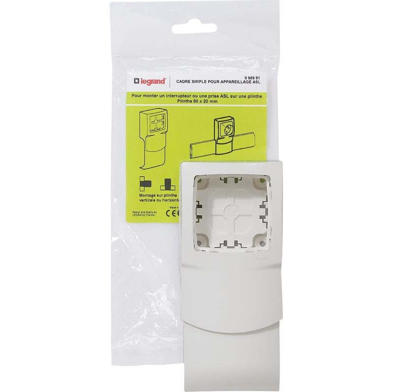 Cadre 1 poste DLP ASL pour montage sur plinthe ou gaine - 80x20 mm_0