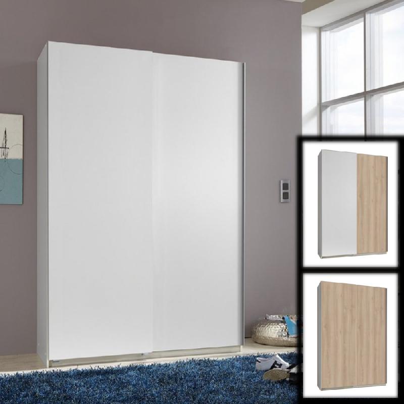 Dressing à portes coulissantes KARTEL 126 cm - bicolore blanc et chêne - 126 x 190 x 60 cm_0