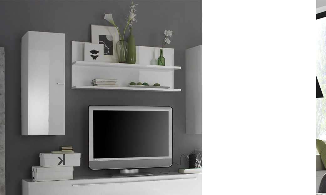 Étagère murale design PABLO - blanc laqué - L113 x P18 x H48 cm - Fabrication italienne_0