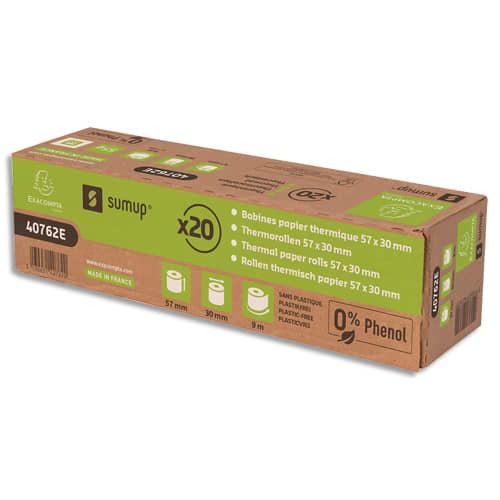 Exacompta bobine carte bancaire sumup 57x30x12mm, l 9m, papier thermique 55g 1 pli. Sans phenol / mandrin_0