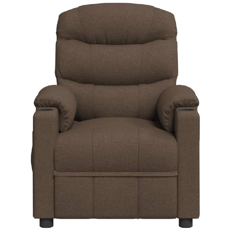 Fauteuil inclinable électrique Marron Tissu Modèle Elviane - 8720845522643_0