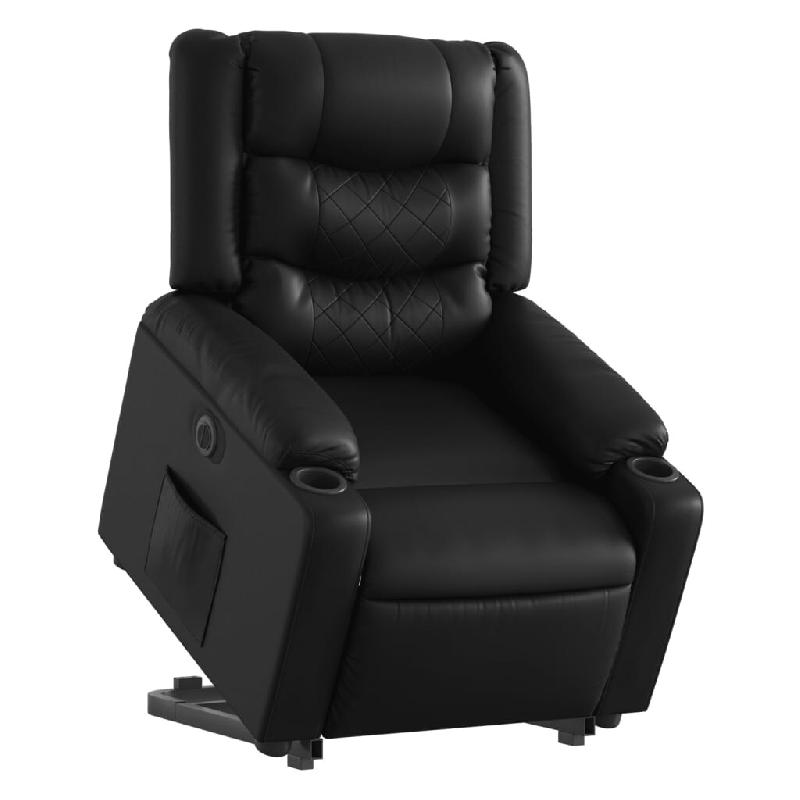 Fauteuil inclinable électrique noir similicuir Modèle Kervanelis - 8721012217881_0