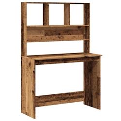 Helloshop26 - Bureau table poste de travail meuble d'ordinateur informatique étude avec étagères vieux bois 102 x 45 x 148 cm bois 02_0023494 - 300_0