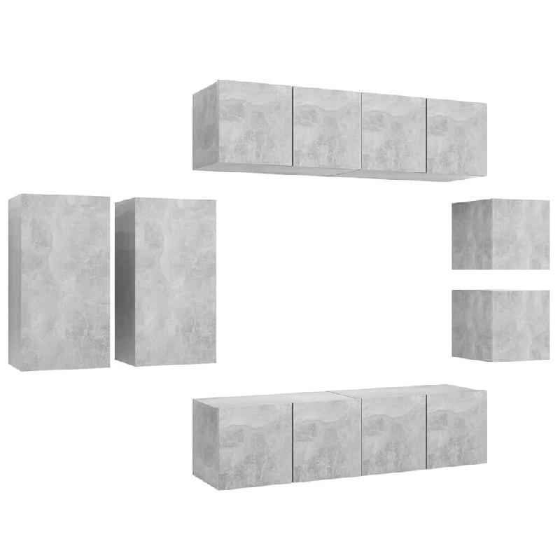 Helloshop26 - Ensemble de meubles armoire buffet TV télévision salon chambre séjour 8 pièces bois d'ingénierie gris 02_0024337 - gris Bois massif_0