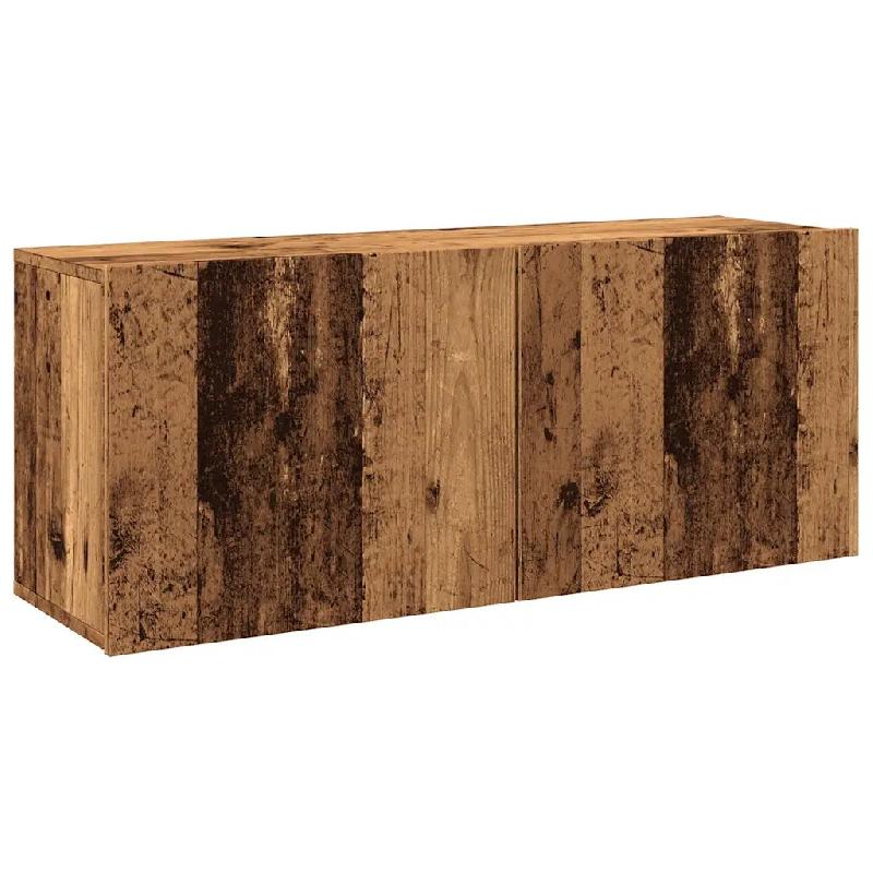 Helloshop26 - Meuble TV mural pratique avec rangement 100 x 30 x 41 cm en bois d'ingénierie vieux bois 02_0051170 - Bois massif 3000236774345_0