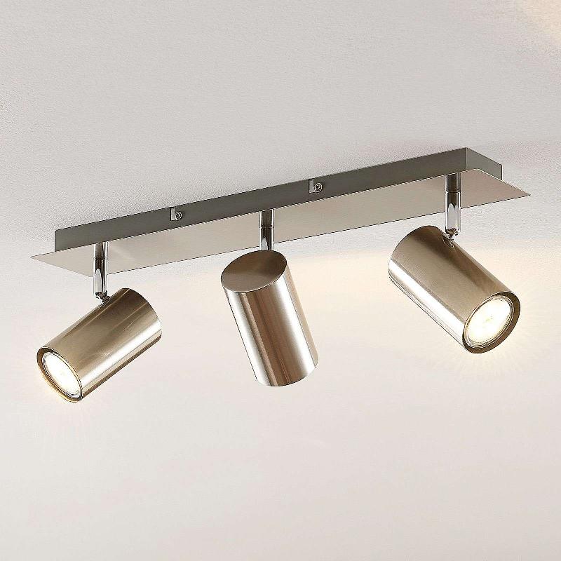 SPOT POUR PLAFOND LINDBY JOFFREY, 49 CM, NICKEL, À 3 LAMPES, GU10