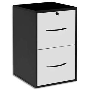 Mt international classeur mélaminé 2 tiroirs pour dossier suspendu noir, façade tiroir blanc 42x69x44 cm_0