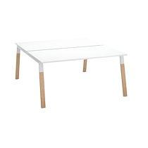 Pôle de 2 bureaux droits L 160 x P 80 cm, piétement bois métal blanc - Arch_0