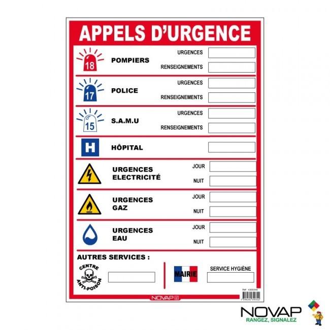 Panneaux rigides 320x460 mm affichage consignes légales appels d'urgences - PNLGPSC-NV02/URG_0