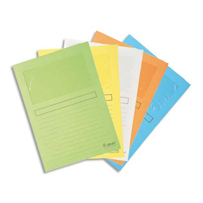 PAQUET DE 25 POCHETTES COINS EXACOMPTA EN CARTE 120 G AVEC FENETRE - COLORIS ASSORTIS PASTEL