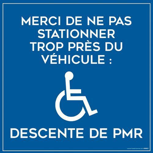 PLAQUE MAGNÉTIQUE NE PAS STATIONNER TROP PRÈS DESCENTE PMR