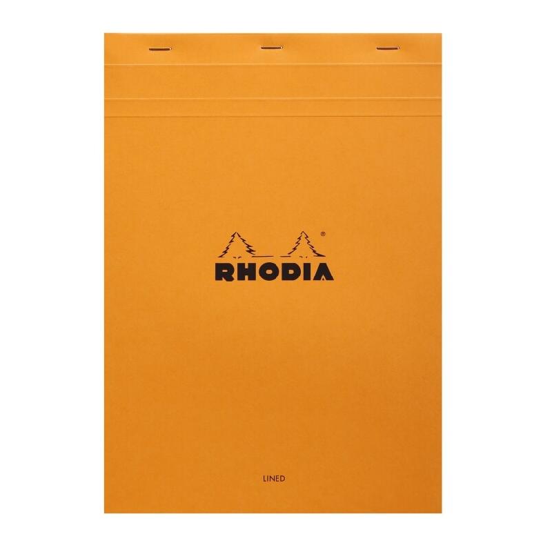 RHODIA Lot de 5 Bloc N°18 orange format 210x297 / A4, 80 feuilles 80 g/m² agrafées, ligné + marge - 3037920186009_0