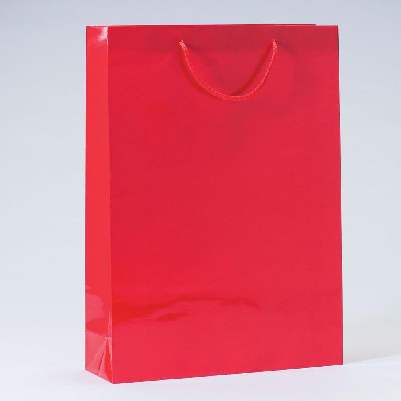 Sac Luxe pelliculé rouge 32x10x44cm - glossy - par 12_0